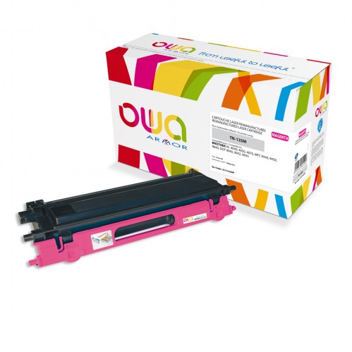 Remanufactured OWA laser cartridge compatible with BROTHER TN-135M - Magenta - 4000p