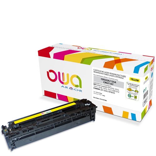 Remanufactured OWA Laser Cartridge for HP CB542A - Yellow - 1400p