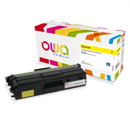 Remanufactured OWA laser cartridge compatible with BROTHER TN-910Y - Yellow - 9000p